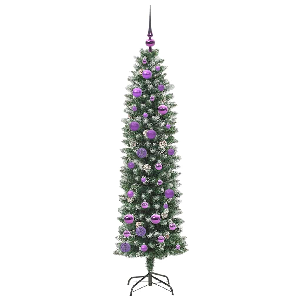 Umjetno vitko božićno drvce Zelena i bijela 150 cm