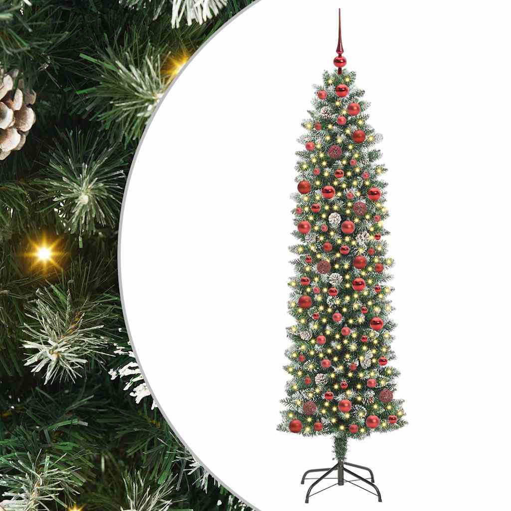Umjetno vitko božićno drvce s stalakom Zelena i bijela 180 cm