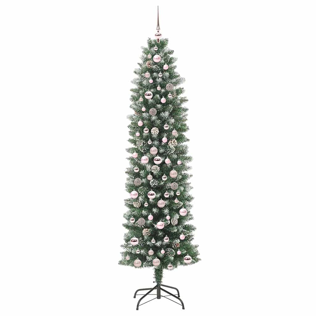 Umjetno vitko božićno drvce Zelena i bijela 210 cm