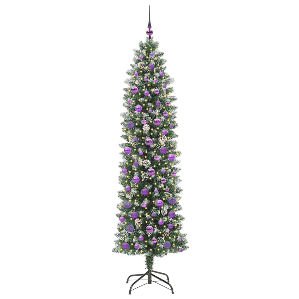Umjetno vitko božićno drvce Zelena i bijela 210 cm