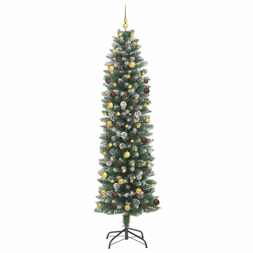 Umjetno vitko božićno drvce Zelena i bijela 240 cm