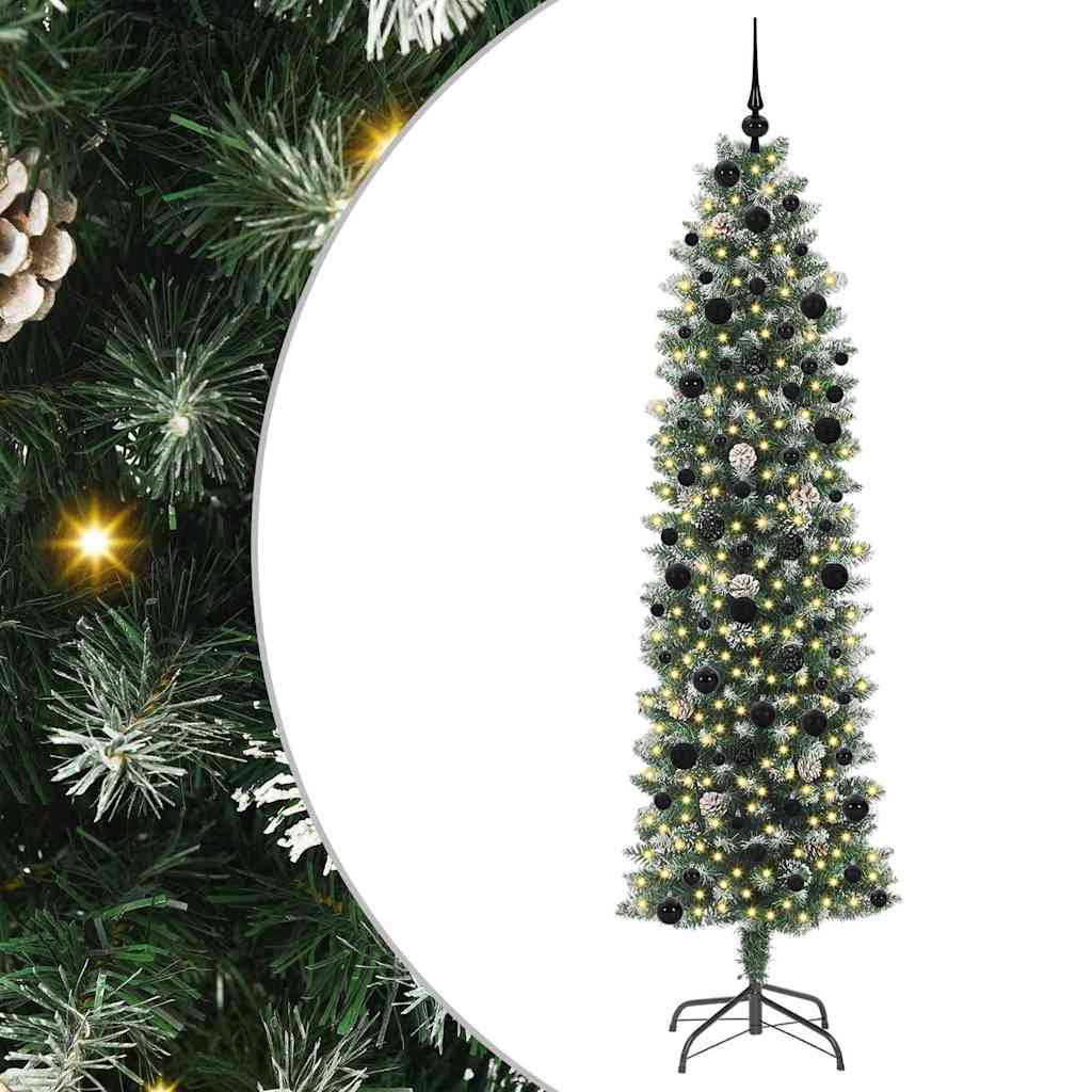Umjetno vitko božićno drvce s stalakom Zelena i bijela 240 cm