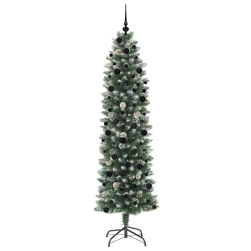 Umjetno vitko božićno drvce s stalakom Zelena i bijela 240 cm