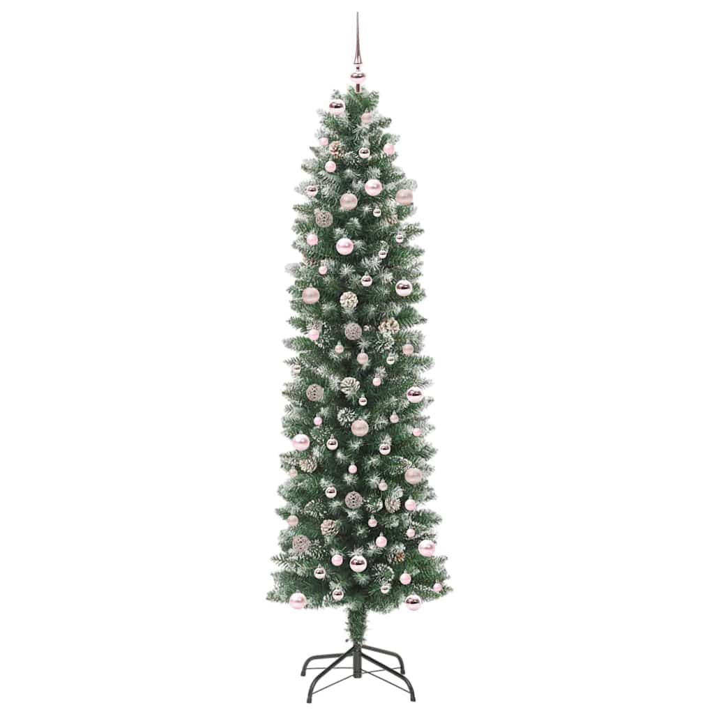 Umjetno vitko božićno drvce s stalakom Zelena i bijela 240 cm