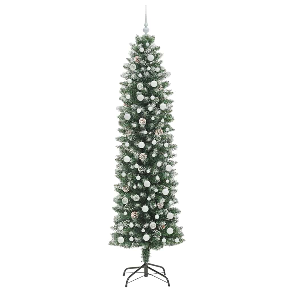Umjetno vitko božićno drvce s stalakom Zelena i bijela 240 cm