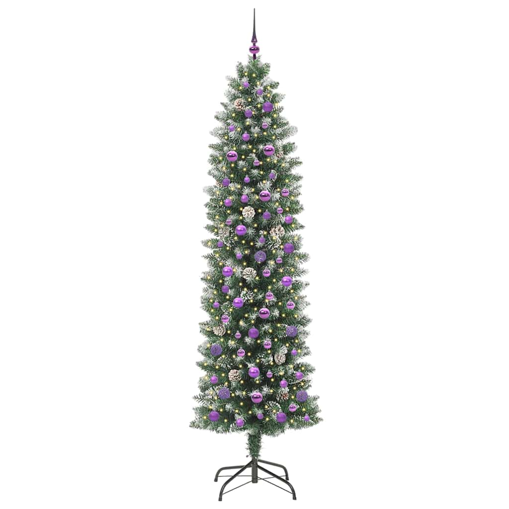 Umjetno vitko božićno drvce s stalakom Zelena i bijela 240 cm