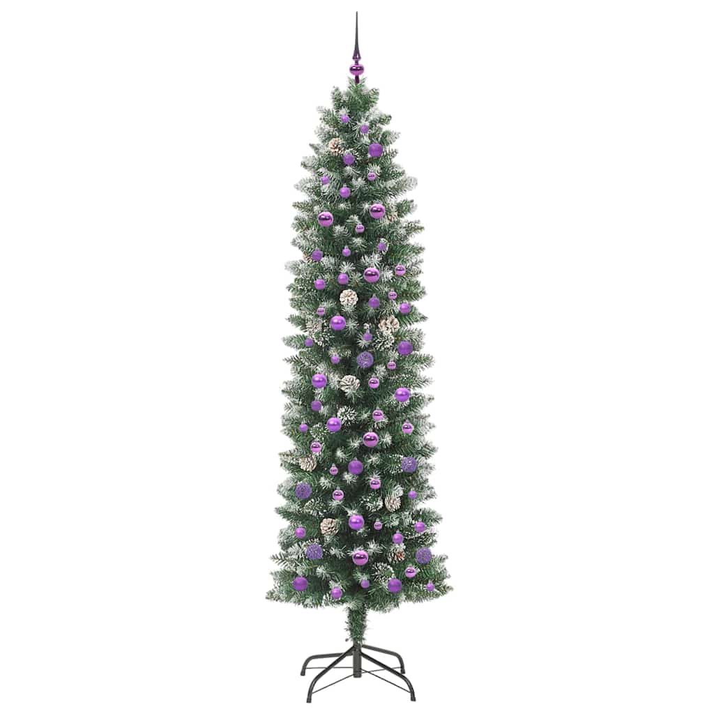 Umjetno vitko božićno drvce s stalakom Zelena i bijela 240 cm