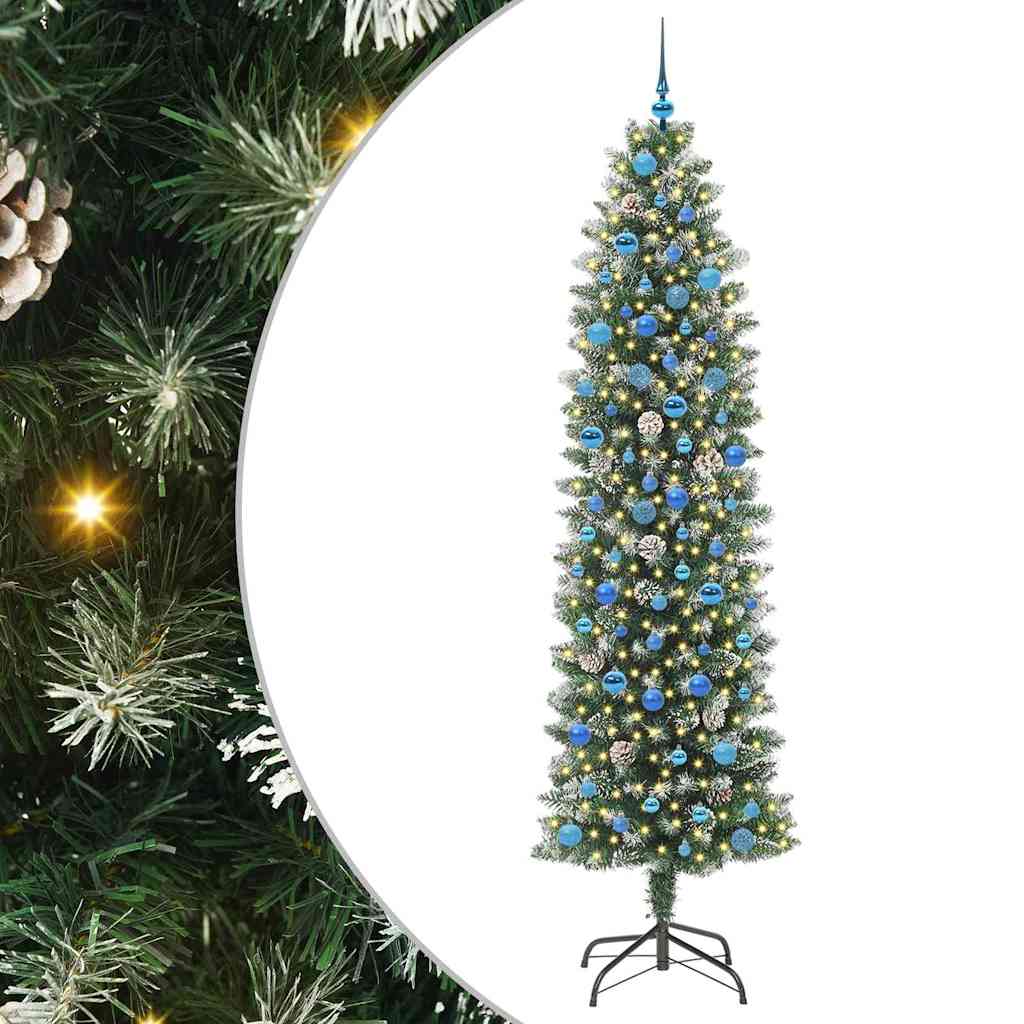 Umjetno vitko božićno drvce Zelena i bijela 240 cm