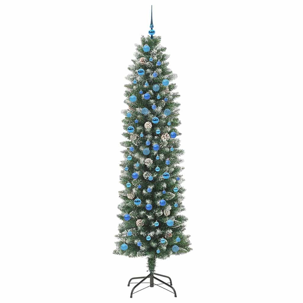 Umjetno vitko božićno drvce s stalakom Zelena i bijela 240 cm