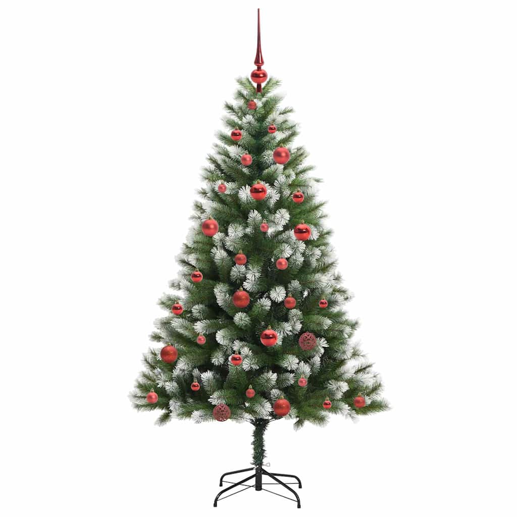 Umjetna jelka s pantenom i pahuljicama Zelena i bijela 150 cm