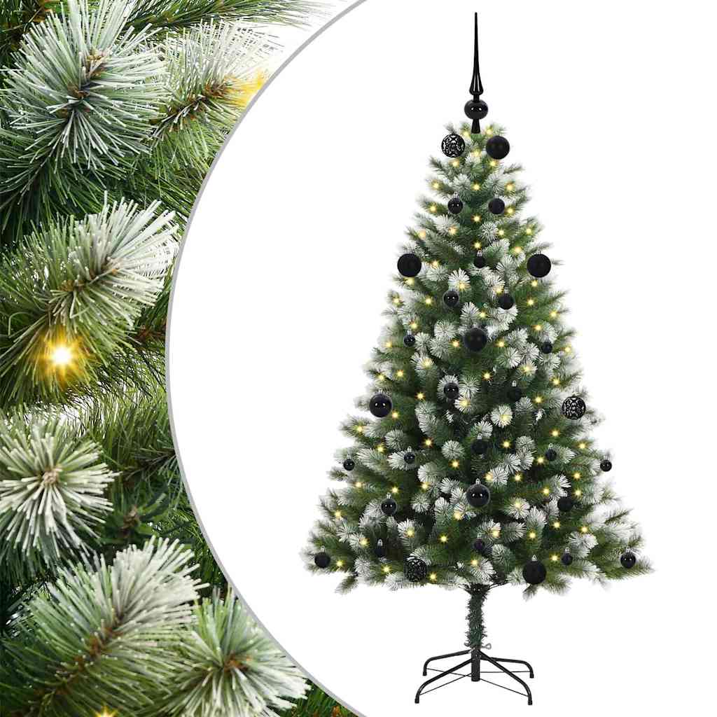 Umjetna jelka s pantenom i pahuljicama Zelena i bijela 150 cm