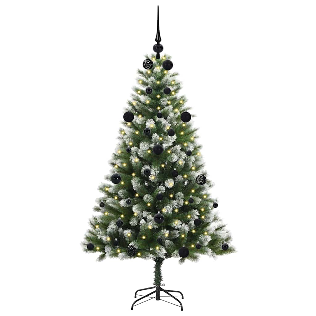 Umjetna jelka s pantenom i pahuljicama Zelena i bijela 150 cm