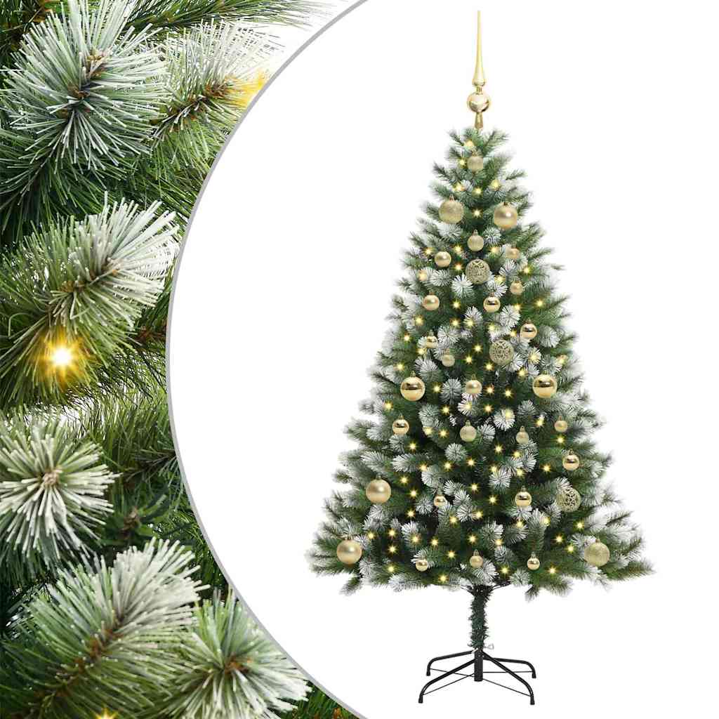 Umjetna jelka s pantenom i pahuljicama Zelena i bijela 150 cm