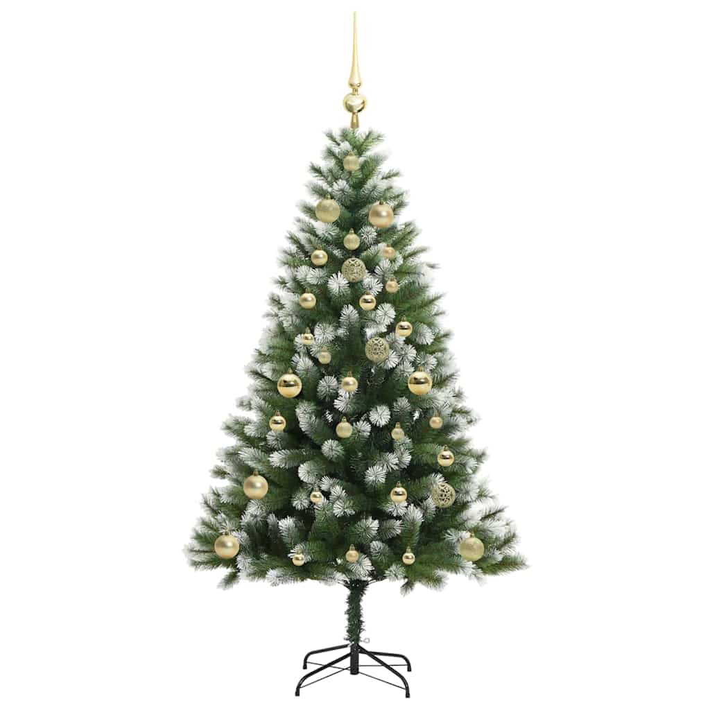 Umjetna jelka s pantenom i pahuljicama Zelena i bijela 150 cm