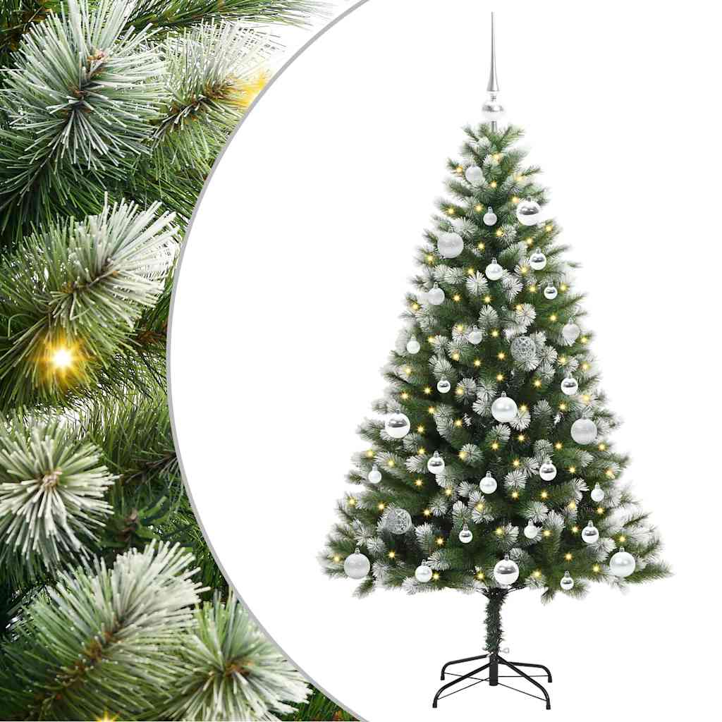 Umjetna jelka s pantenom i pahuljicama Zelena i bijela 150 cm