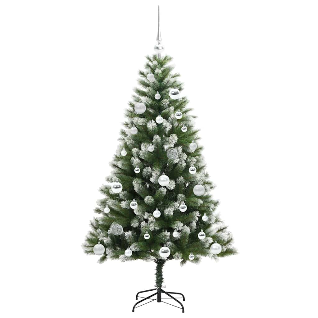 Umjetna jelka s pantenom i pahuljicama Zelena i bijela 150 cm