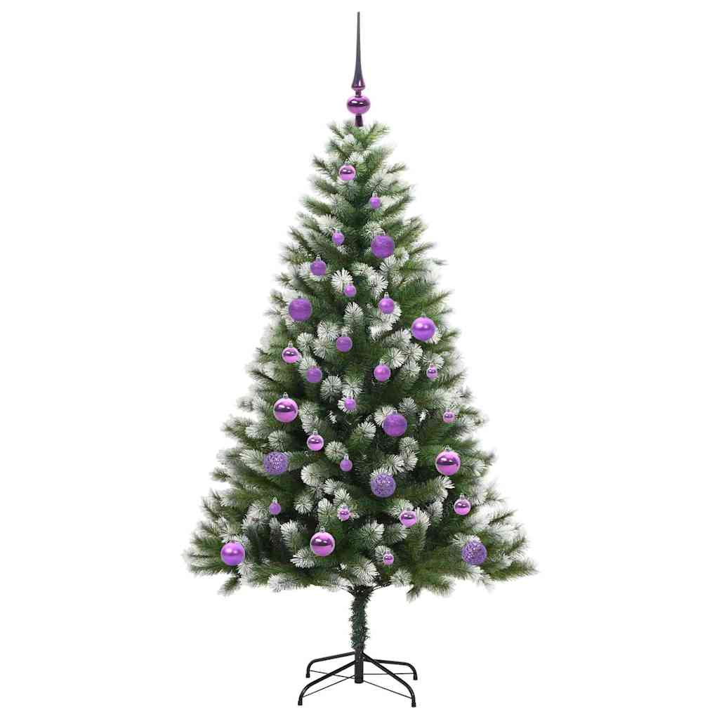Umjetna jelka s pantenom i pahuljicama Zelena i bijela 150 cm