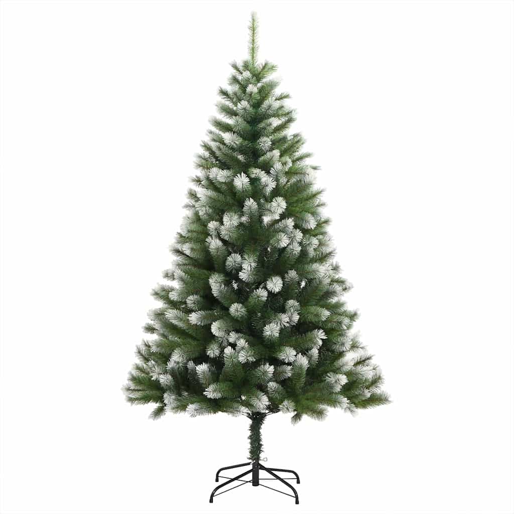 Umjetna jelka s pantenom i pahuljicama Zelena i bijela 150 cm