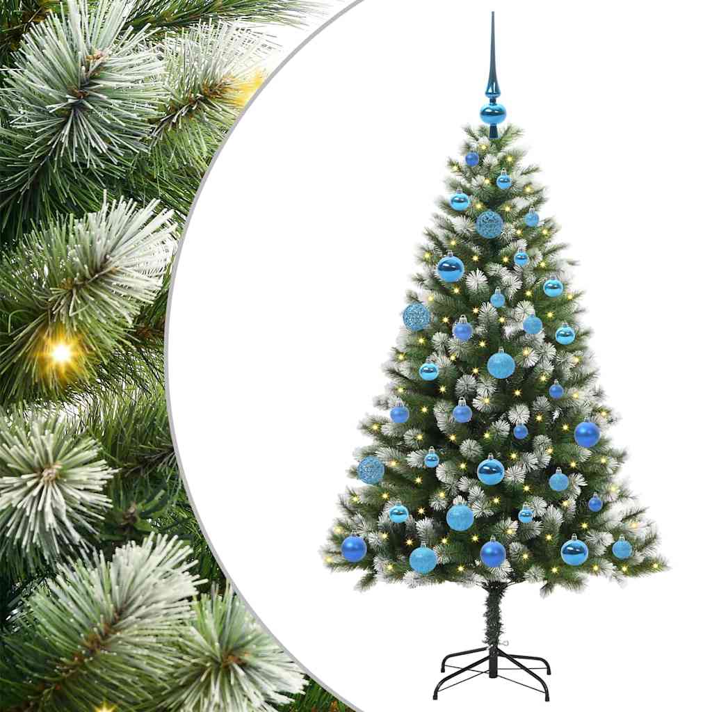 Umjetna jelka s pantenom i pahuljicama Zelena i bijela 150 cm