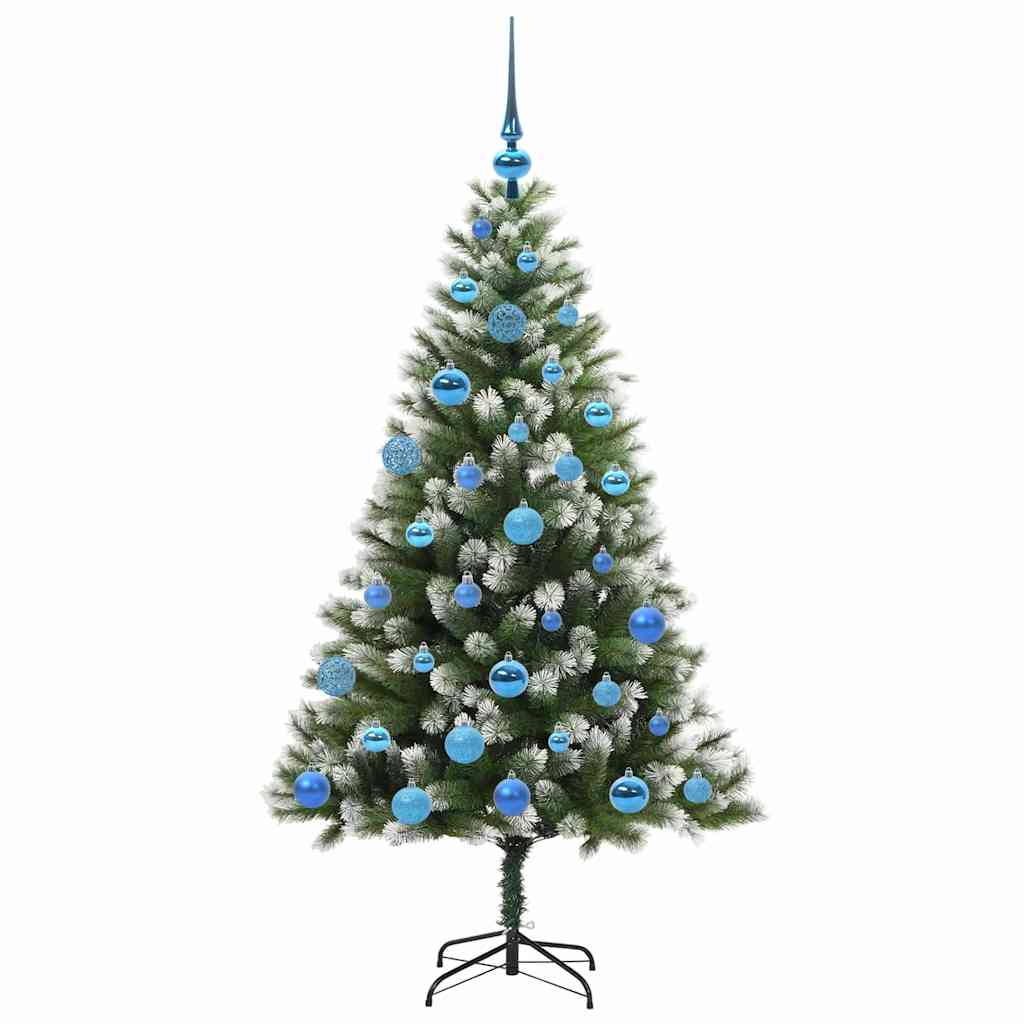 Umjetna jelka s pantenom i pahuljicama Zelena i bijela 150 cm