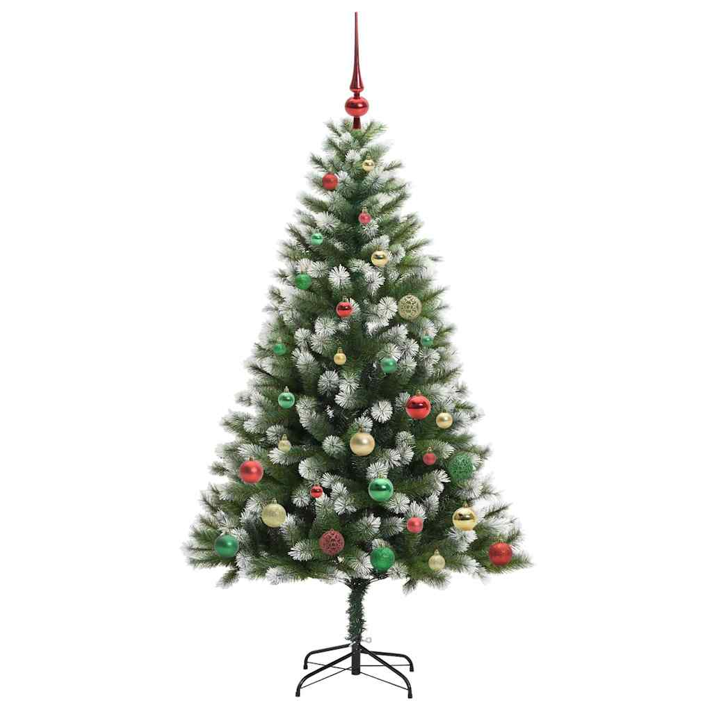 Umjetna jelka s pantenom i pahuljicama Zelena i bijela 150 cm