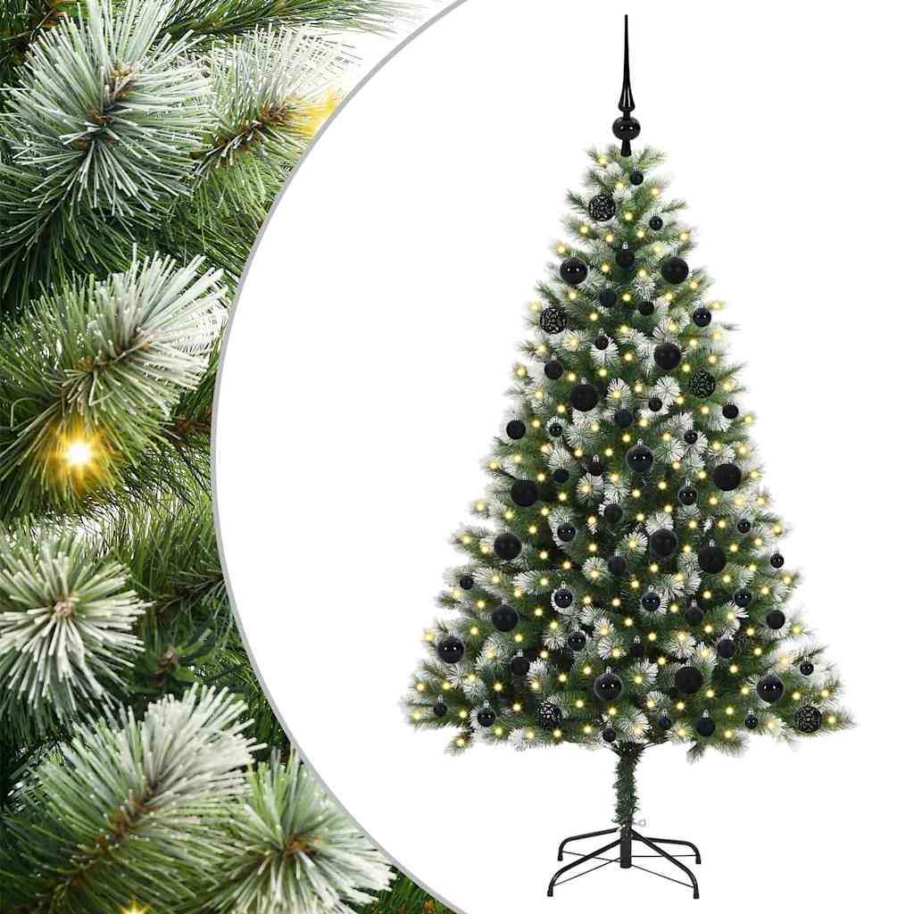 Umjetna jelka s pantenom i pahuljicama Zelena i bijela 180 cm