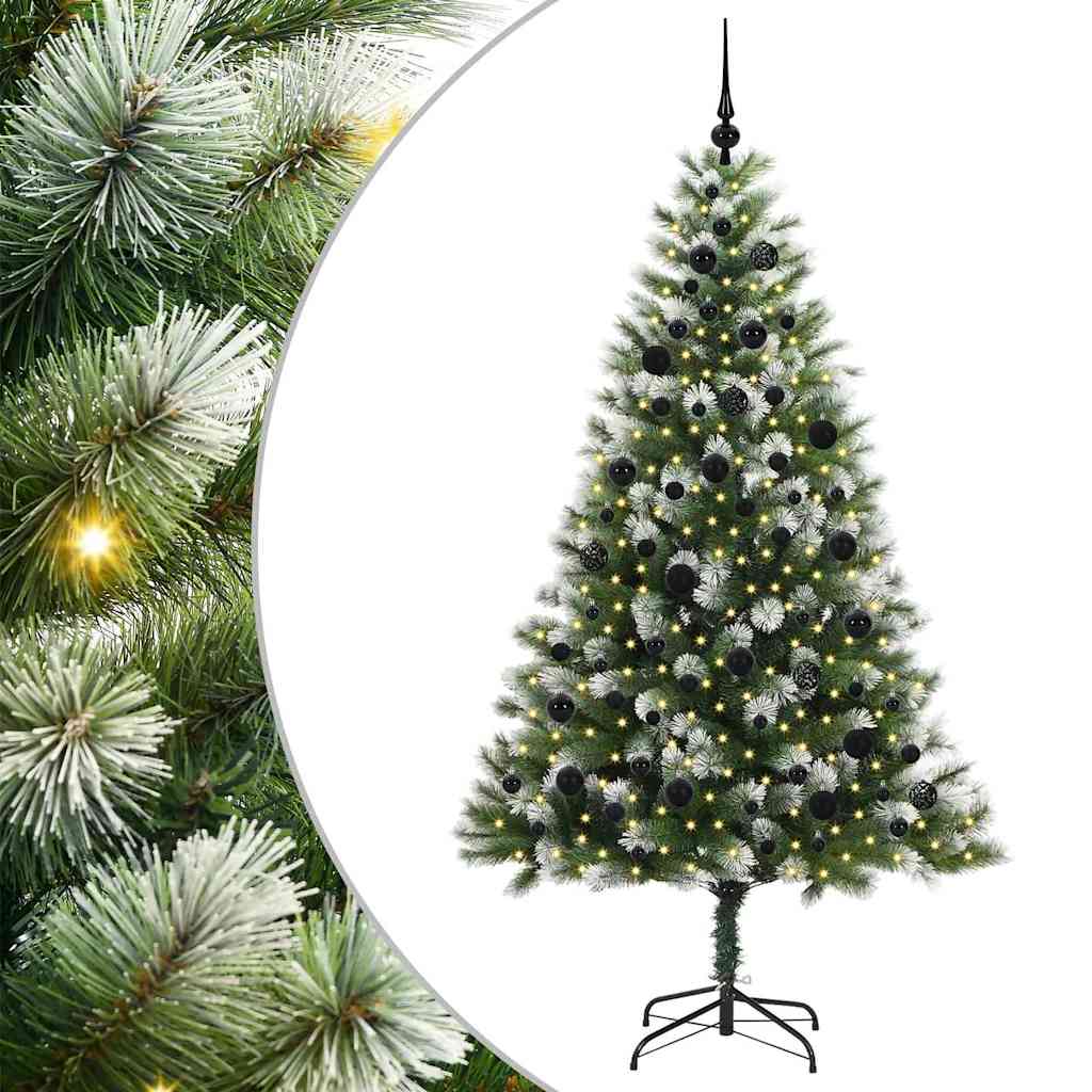 Umjetna jelka s pantenom i pahuljicama Zelena i bijela 210 cm