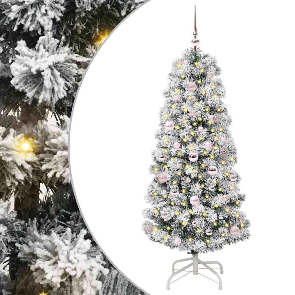 Umjetno božićno drvce s nogom Zelena i bijela 150 cm