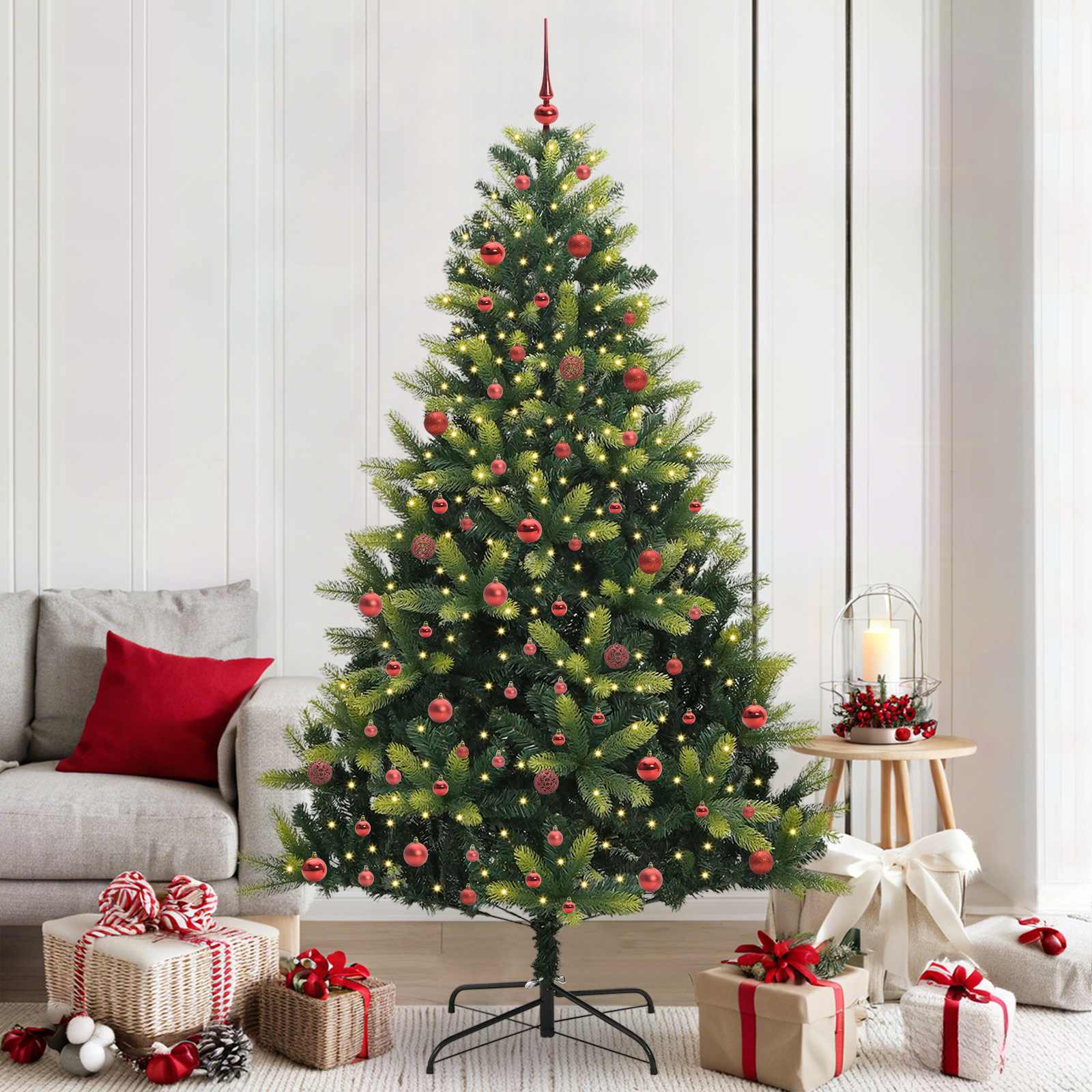 Umjetno savitljivo božićno drvce s 300 LED dioda Zelena 210 cm
