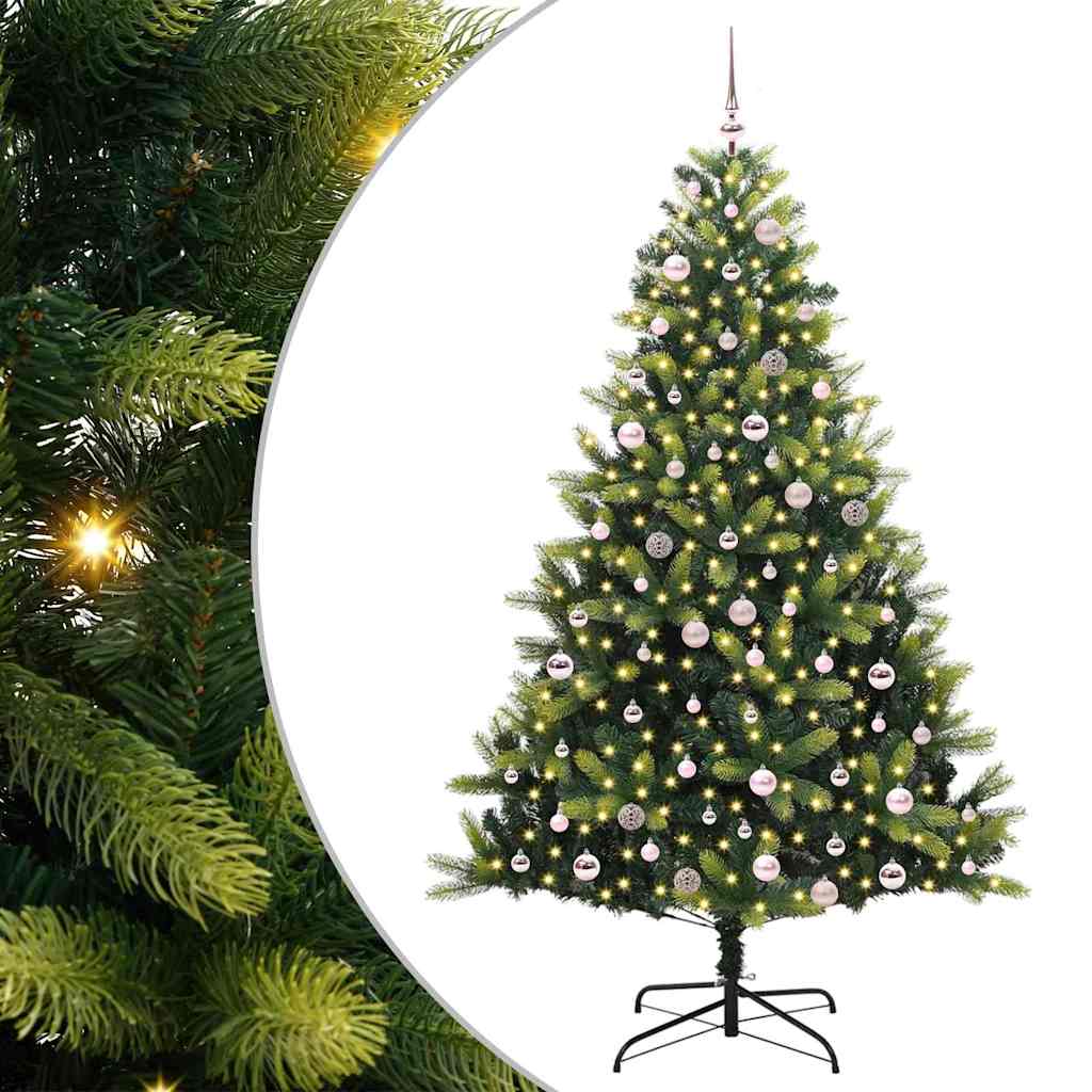 Umjetno savitljivo božićno drvce s 300 LED dioda Zelena 240 cm
