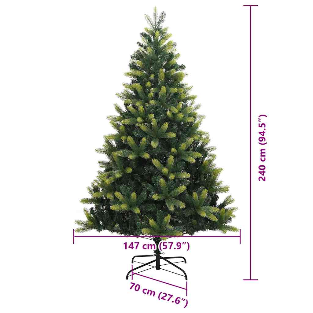 Umjetno savitljivo božićno drvce s 300 LED dioda Zelena 240 cm