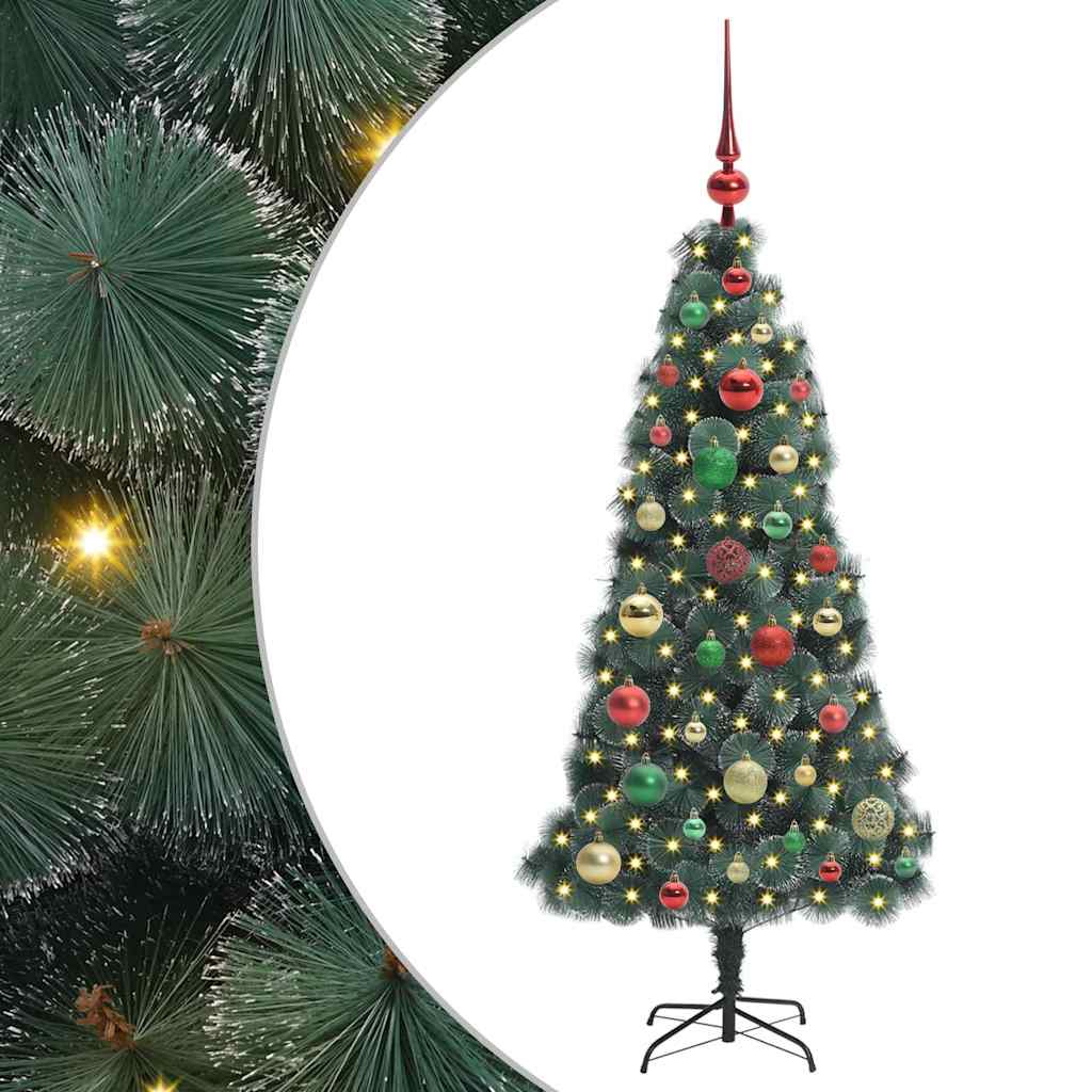 Umjetno okićeno božićno drvce s setom kuglica Zelena 120 cm PET