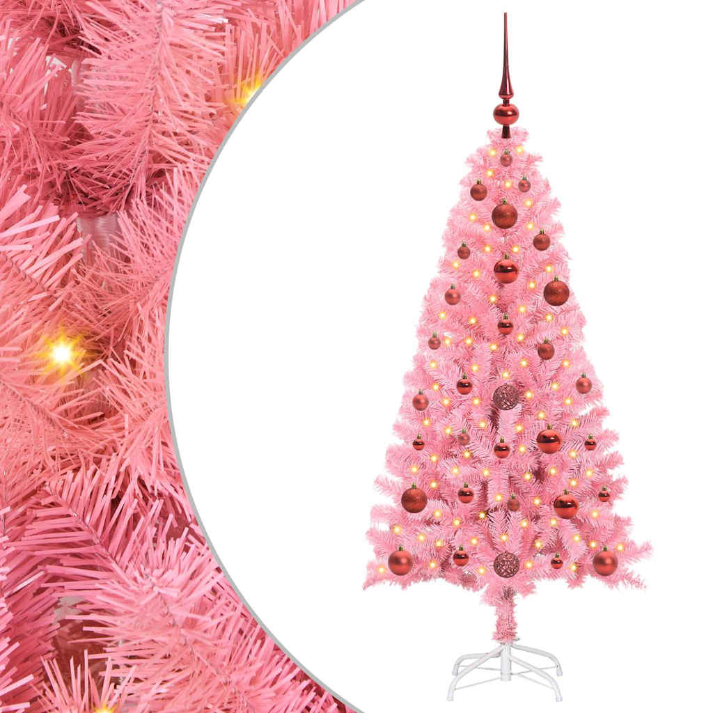 Božićno drvce s 150 LED svjetlima Ružičasta 120 cm PVC