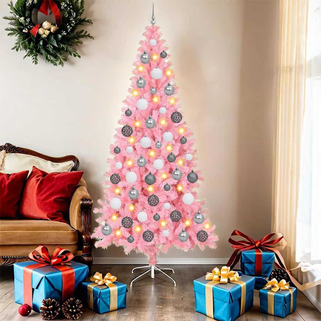 Božićno drvce s 300 LED svjetlima Ružičasta 180 cm PVC