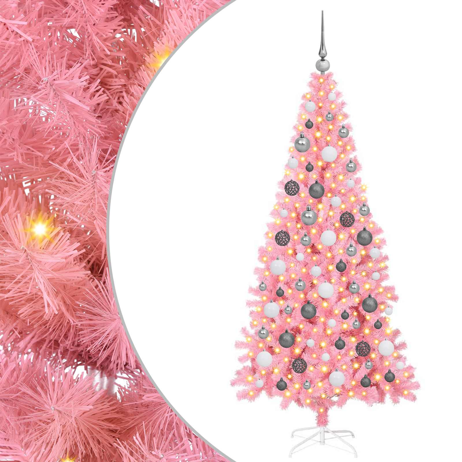 Božićno drvce s 300 LED svjetlima Ružičasta 180 cm PVC