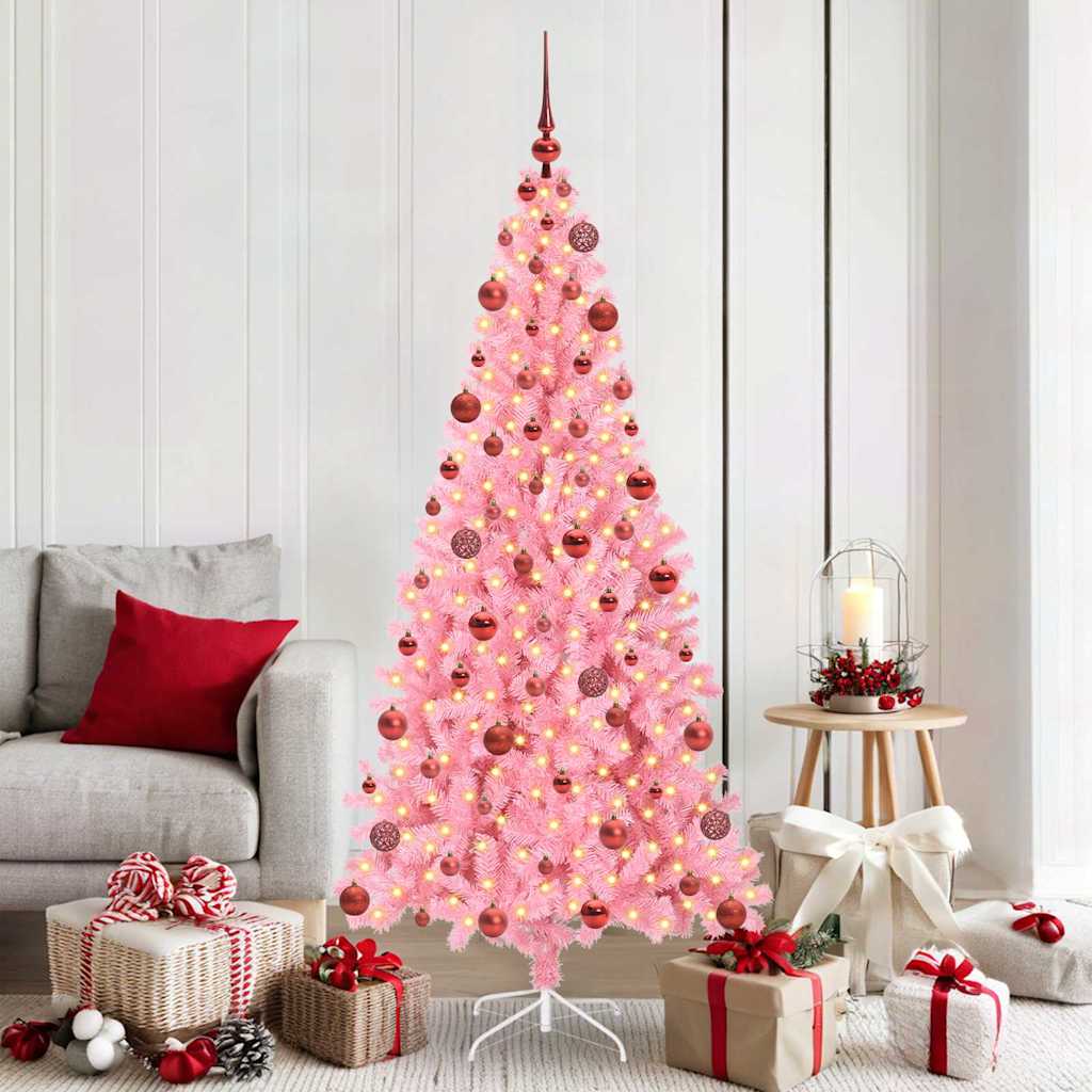 Božićno drvce s 300 LED svjetlima Ružičasta 180 cm PVC