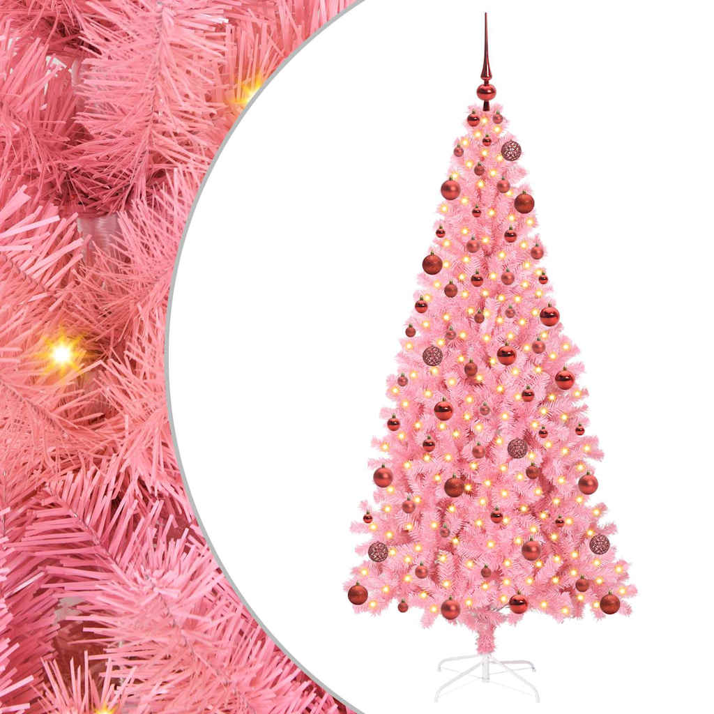 Božićno drvce s 300 LED svjetlima Ružičasta 180 cm PVC