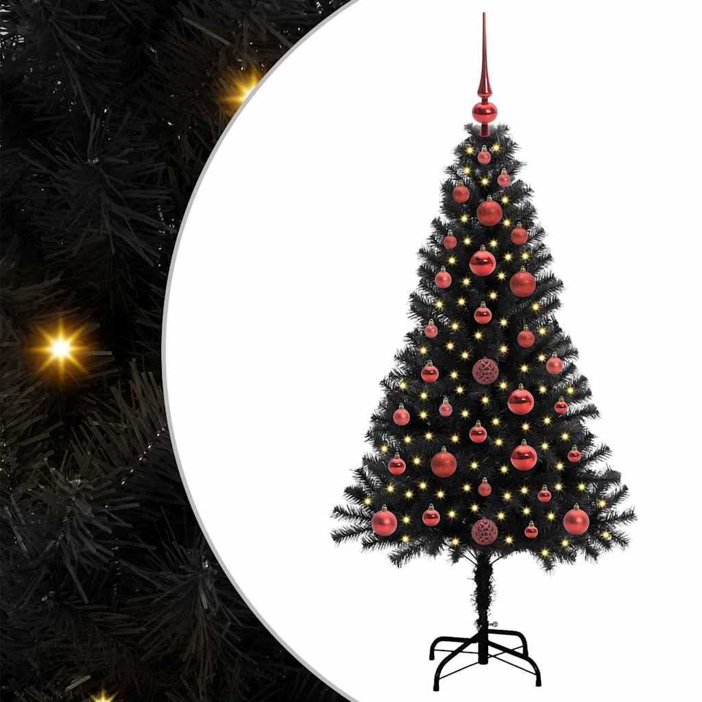Božićno drvce s 150 LED svjetlima s stalakom Crna 120 cm PVC