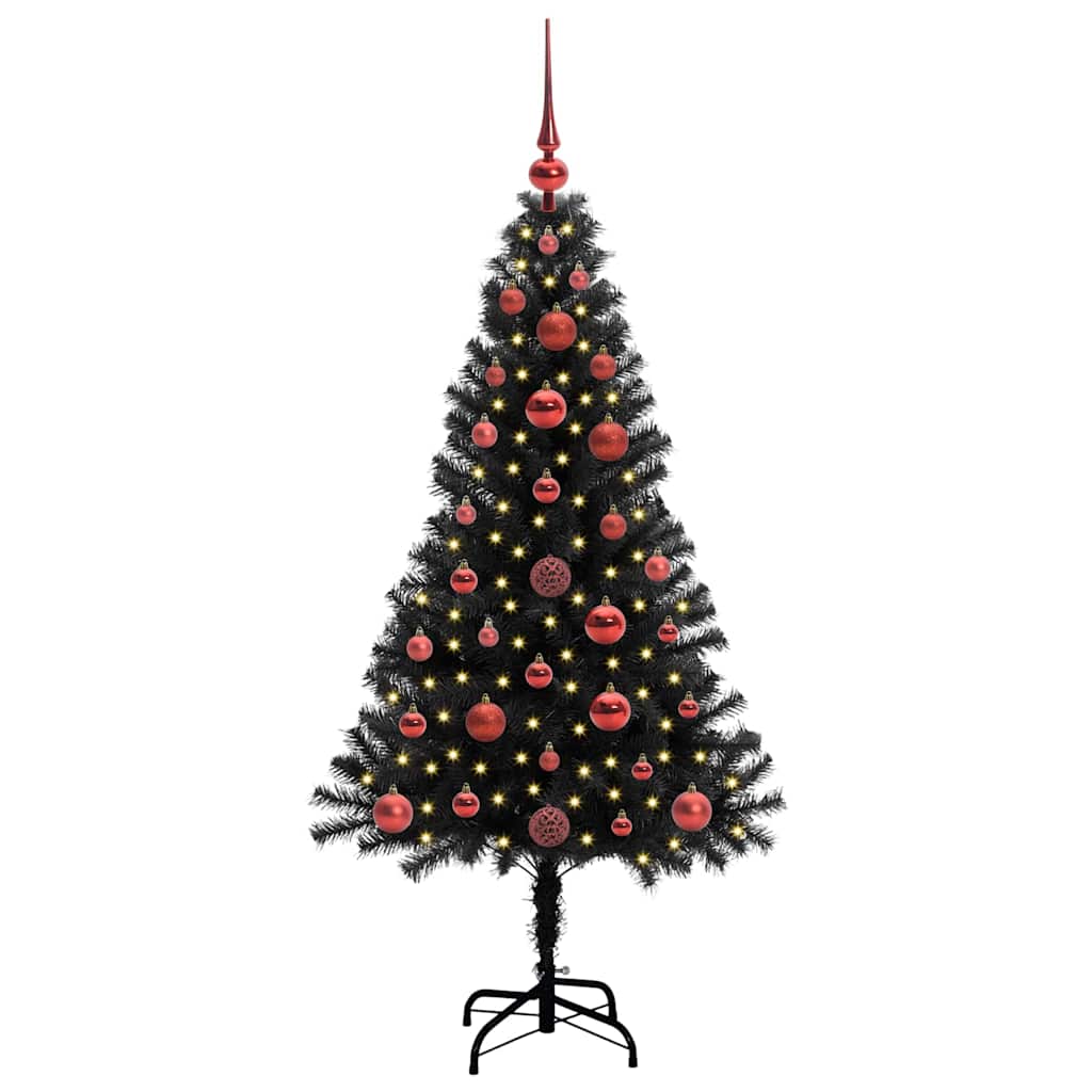 Božićno drvce s 150 LED svjetlima s stalakom Crna 120 cm PVC