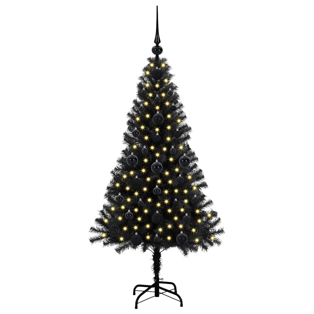 Božićno drvce s 150 LED svjetlima s stalakom Crna 120 cm PVC
