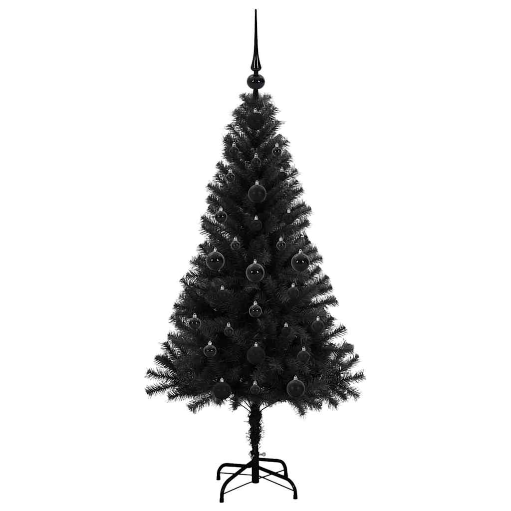 Božićno drvce s 150 LED svjetlima s stalakom Crna 120 cm PVC