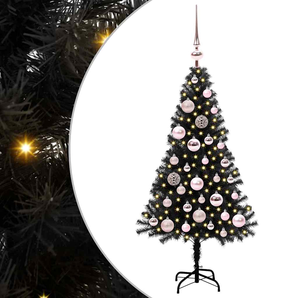 Božićno drvce s 150 LED svjetlima s stalakom Crna 120 cm PVC