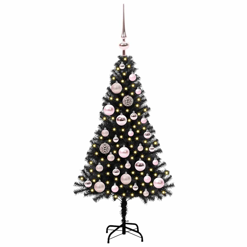 Božićno drvce s 150 LED svjetlima s stalakom Crna 120 cm PVC