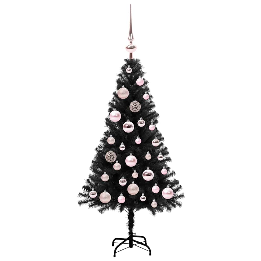 Božićno drvce s 150 LED svjetlima s stalakom Crna 120 cm PVC