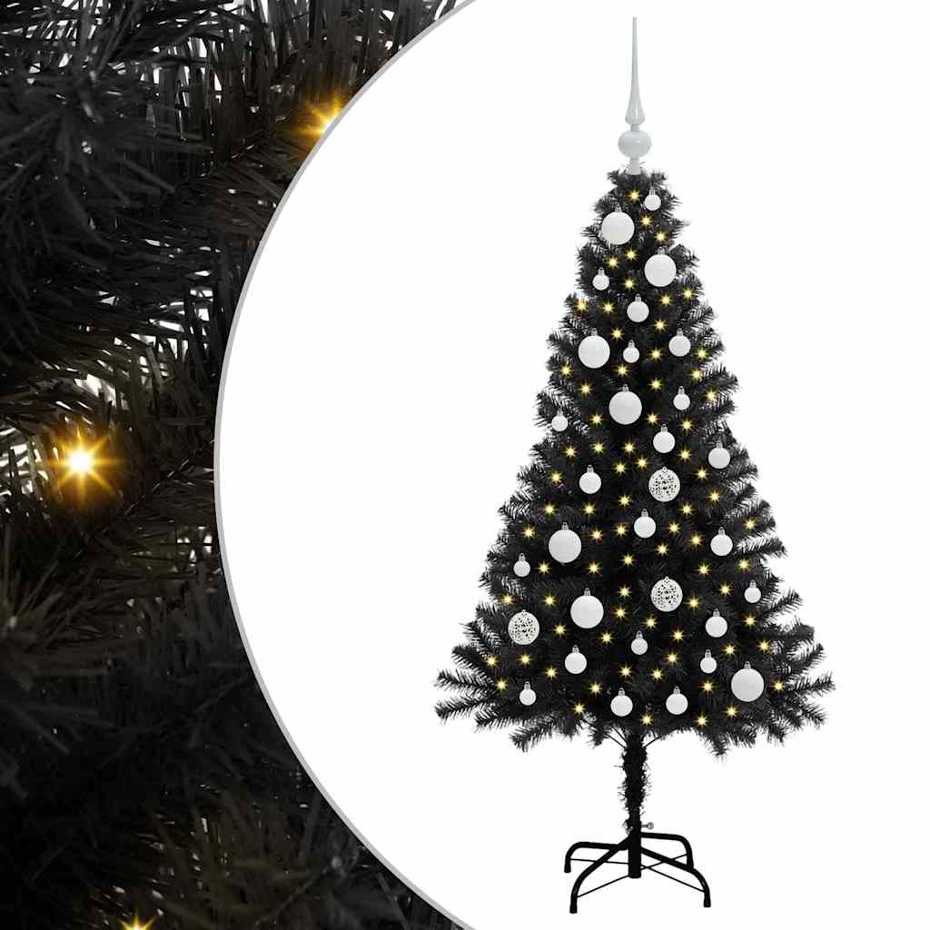 Božićno drvce s 150 LED svjetlima s stalakom Crna 120 cm PVC