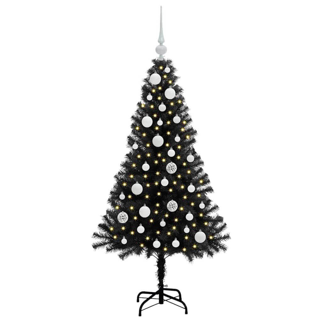 Božićno drvce s 150 LED svjetlima s stalakom Crna 120 cm PVC