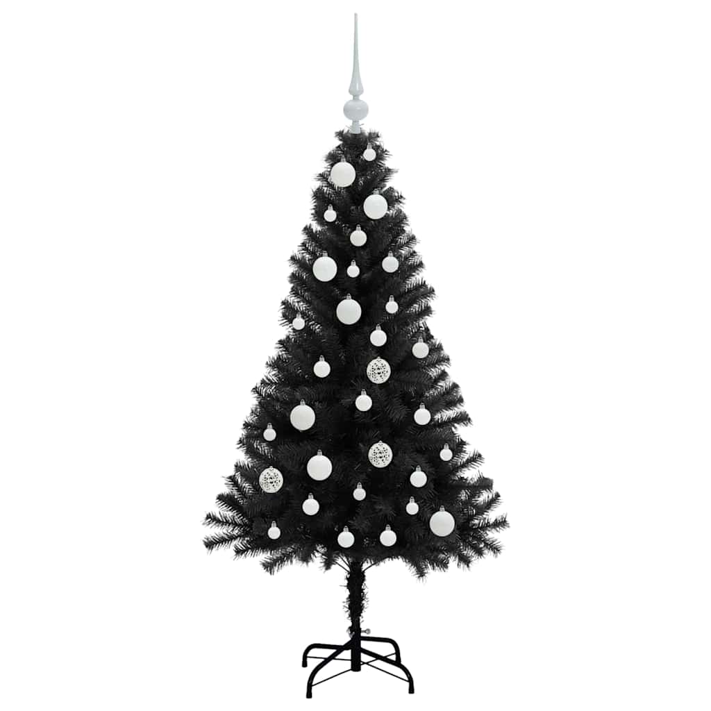 Božićno drvce s 150 LED svjetlima s stalakom Crna 120 cm PVC