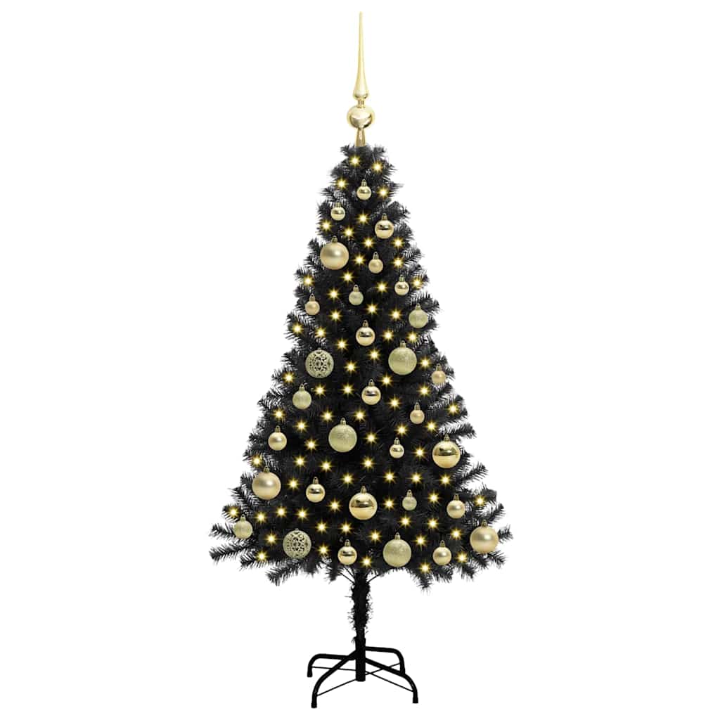 Božićno drvce s 150 LED svjetlima s stalakom Crna 120 cm PVC