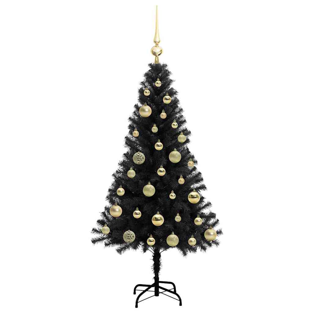 Božićno drvce s 150 LED svjetlima s stalakom Crna 120 cm PVC