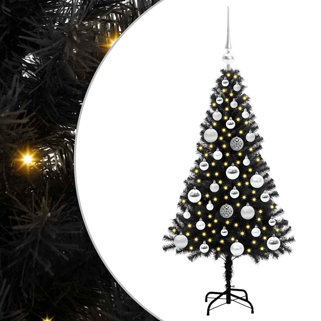 Božićno drvce s 150 LED svjetlima s stalakom Crna 120 cm PVC